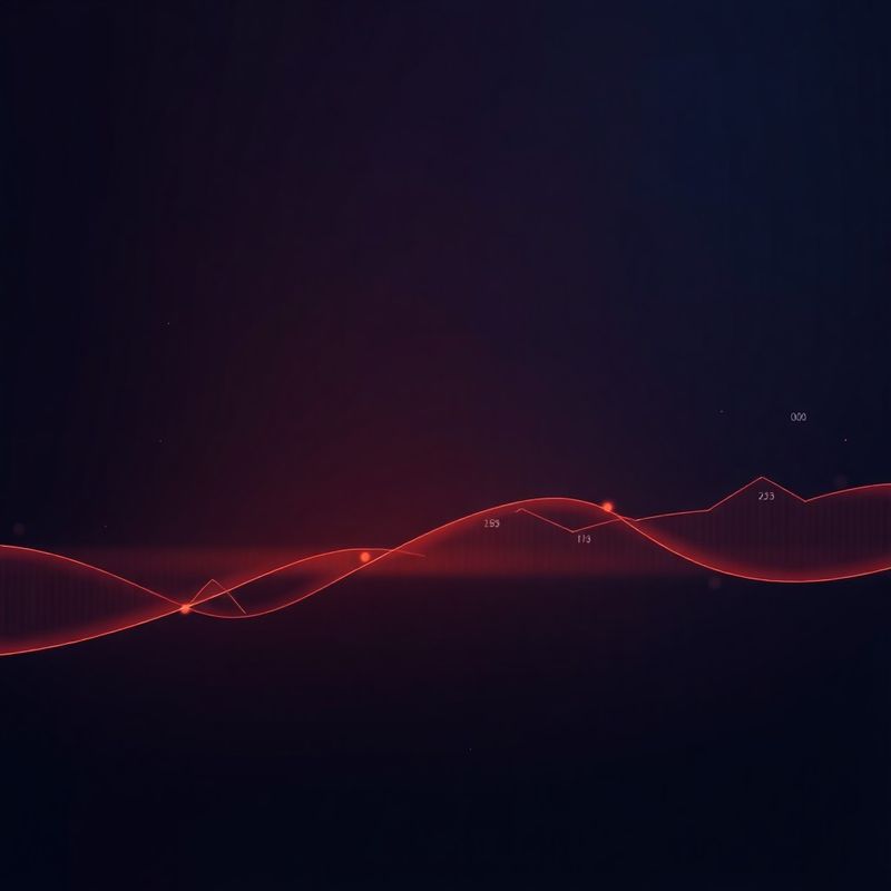 Abstraktní gradient s datovými křivkami v půlnočně-korálových tónech